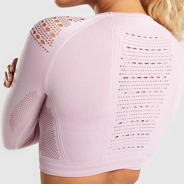 cropped long sleeve mesh top